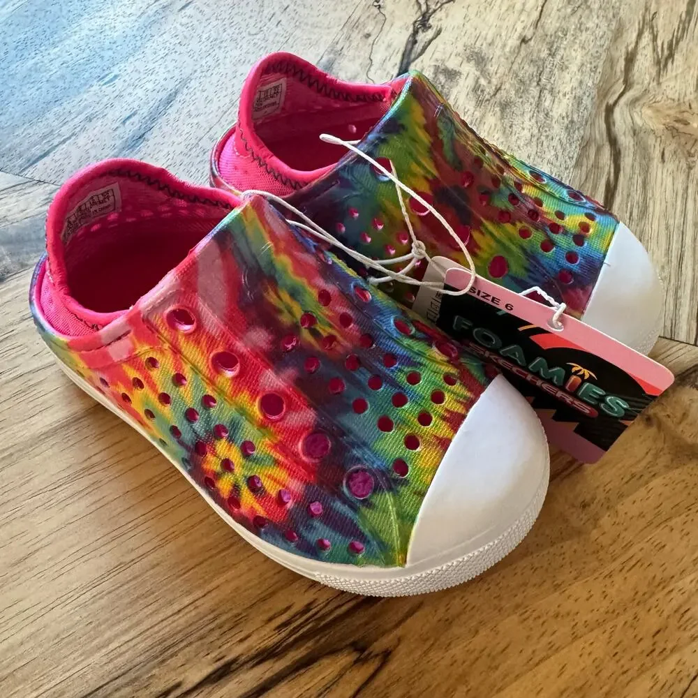 Sketchers Foamies Machine Washable Guzman Steps Tie Dye Slip on Shoes